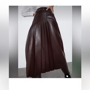 Zara Dark Brown Midi Skirt